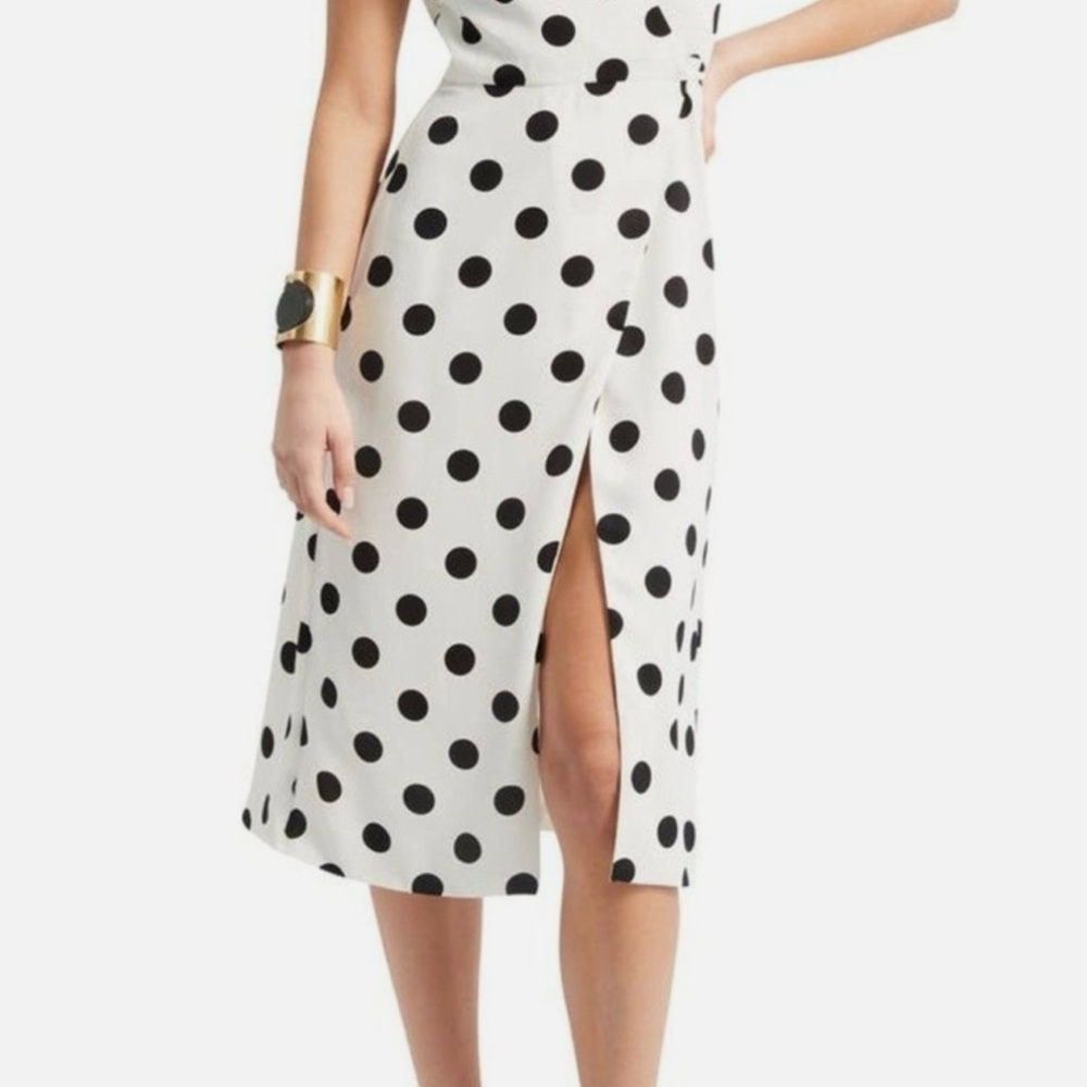 Bardot Black and White Polka Dot Midi Skirt